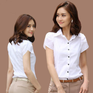 Ruffle Sleeve Tailored Button Blouse
