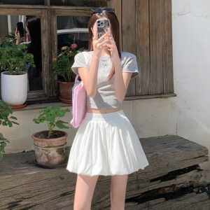 Bubble Hem High-Waist Mini Skort