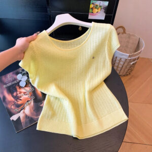 Flutter Sleeve Openwork Knit Top