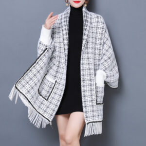 Faux Mink Fringe Cape Coat