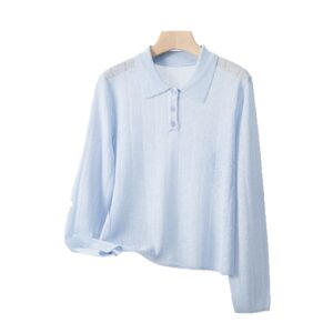 Polo Collar Long Sleeve Knit Top